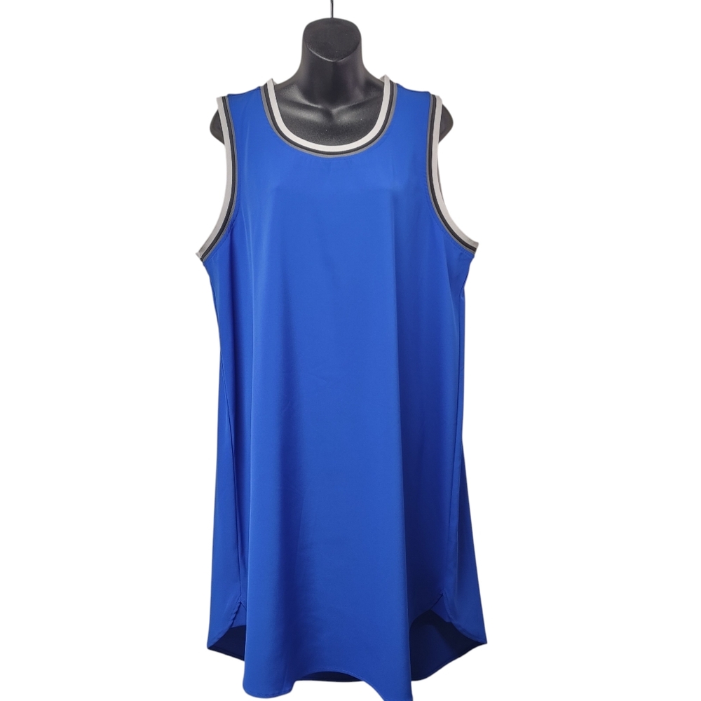 ABS by Allen Women's Schwartz Blue "Surf The Web" Sleeveless Tank Dress Size XL